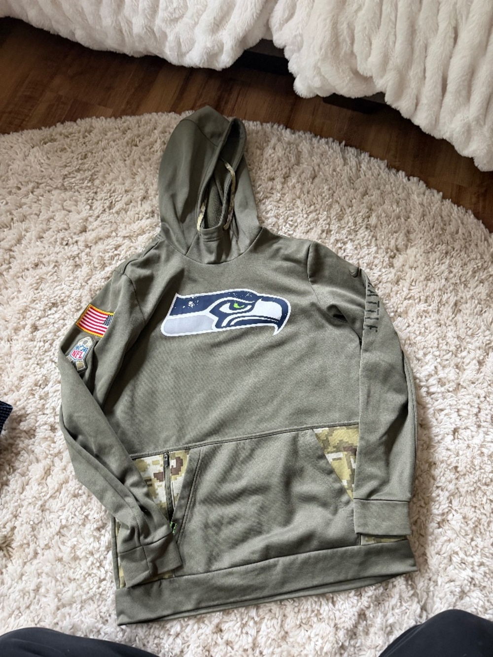 Official NFL Seattle Seahawks NFL Olive Green unique patched Seattle Seahawks Pu